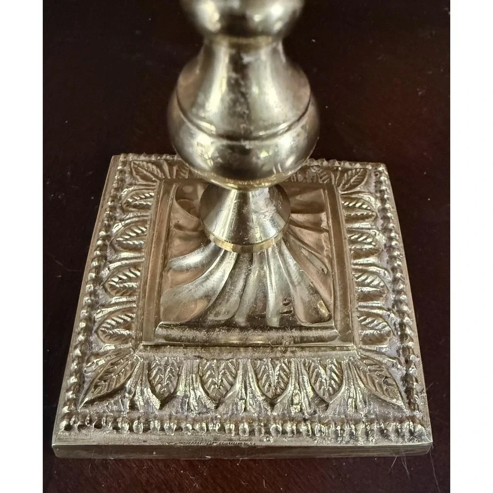 Vintage 1998 Classic Collection Victorian Pillar Candle Holder Brass Tone 6.5